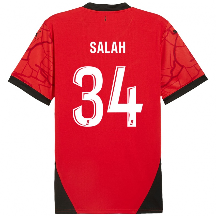 Niño Camiseta Ibrahim Salah #34 Rojo Negro 1ª Equipación 2024/25 La Camisa Chile