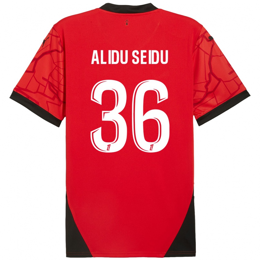 Niño Camiseta Alidu Seidu #36 Rojo Negro 1ª Equipación 2024/25 La Camisa Chile