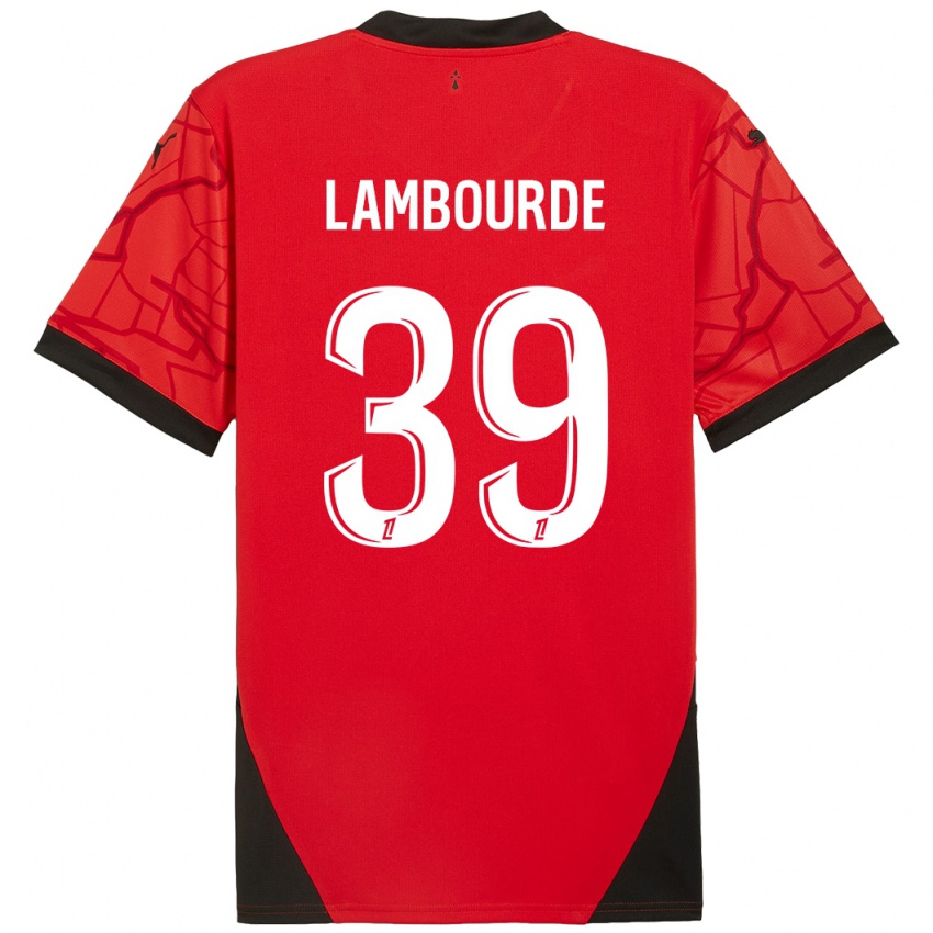 Niño Camiseta Mathis Lambourde #39 Rojo Negro 1ª Equipación 2024/25 La Camisa Chile