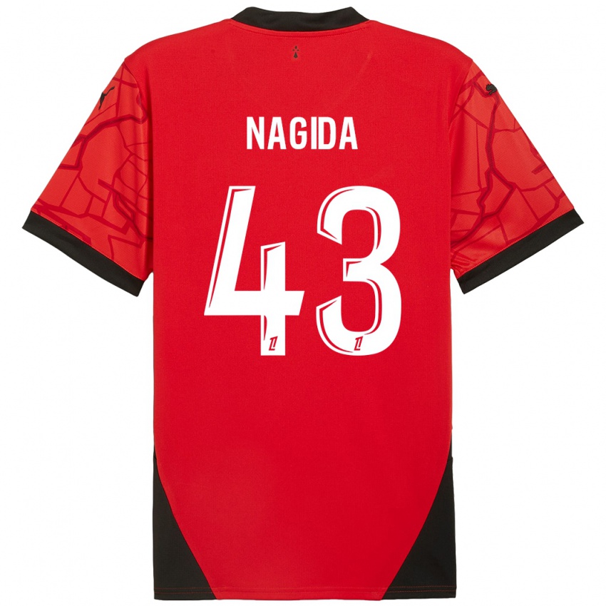 Niño Camiseta Mahamadou Nagida #43 Rojo Negro 1ª Equipación 2024/25 La Camisa Chile