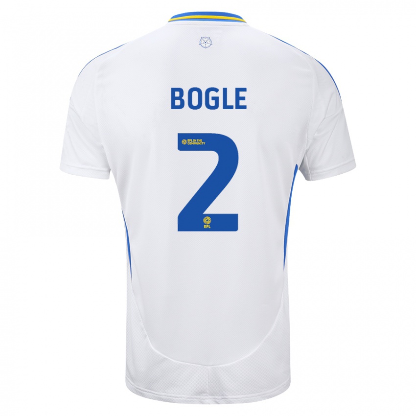 Niño Camiseta Jayden Bogle #2 Blanco Azul 1ª Equipación 2024/25 La Camisa Chile