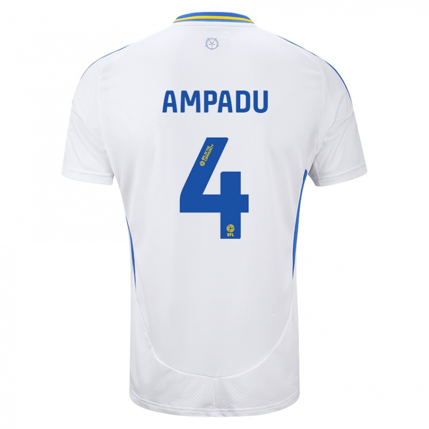 Niño Camiseta Ethan Ampadu #4 Blanco Azul 1ª Equipación 2024/25 La Camisa Chile