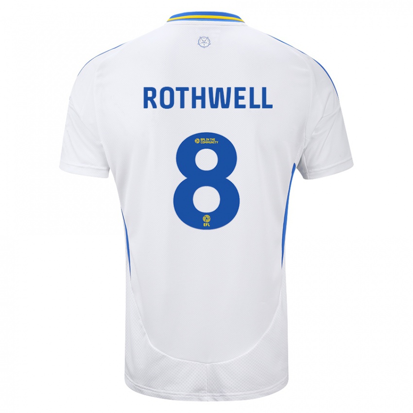 Niño Camiseta Joe Rothwell #8 Blanco Azul 1ª Equipación 2024/25 La Camisa Chile