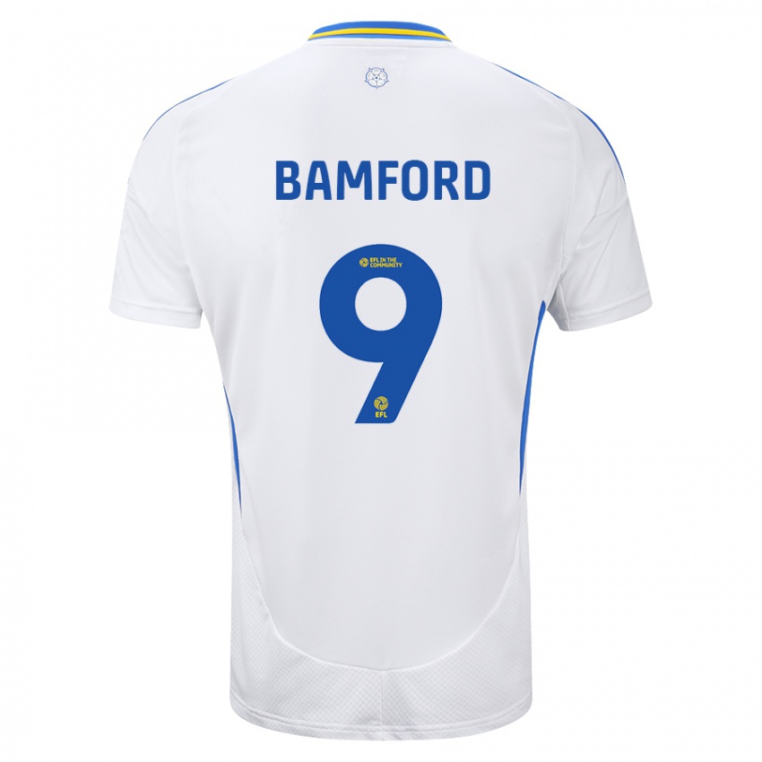 Niño Camiseta Patrick Bamford #9 Blanco Azul 1ª Equipación 2024/25 La Camisa Chile