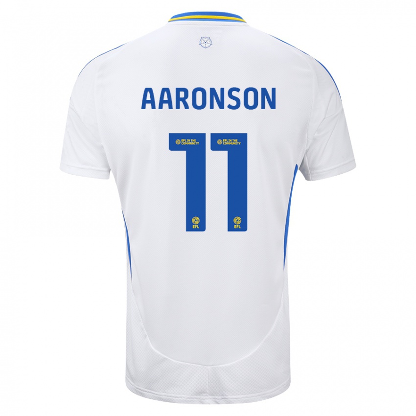 Niño Camiseta Brenden Aaronson #11 Blanco Azul 1ª Equipación 2024/25 La Camisa Chile