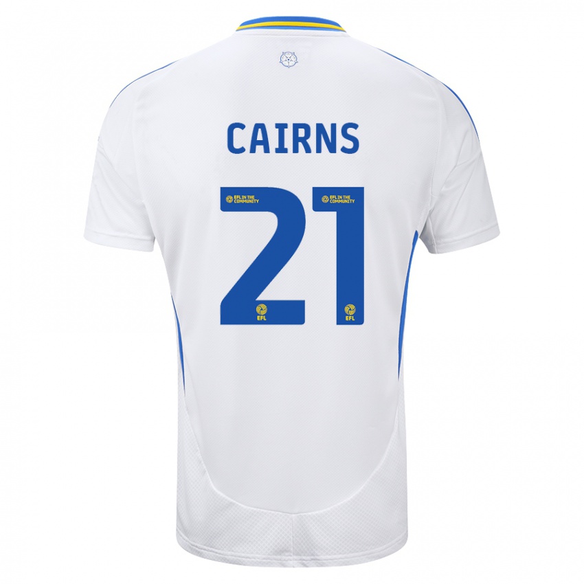 Niño Camiseta Alex Cairns #21 Blanco Azul 1ª Equipación 2024/25 La Camisa Chile