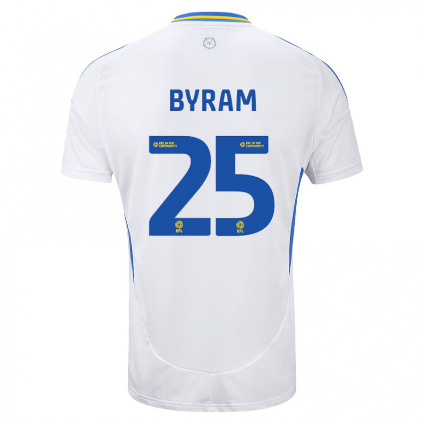 Niño Camiseta Sam Byram #25 Blanco Azul 1ª Equipación 2024/25 La Camisa Chile