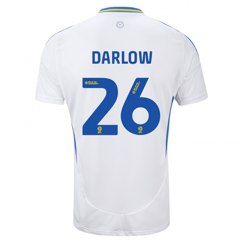 Niño Camiseta Karl Darlow #26 Blanco Azul 1ª Equipación 2024/25 La Camisa Chile