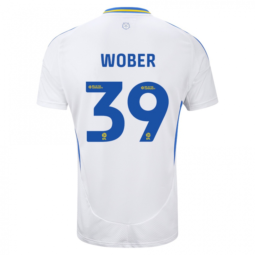 Niño Camiseta Maximilian Wöber #39 Blanco Azul 1ª Equipación 2024/25 La Camisa Chile