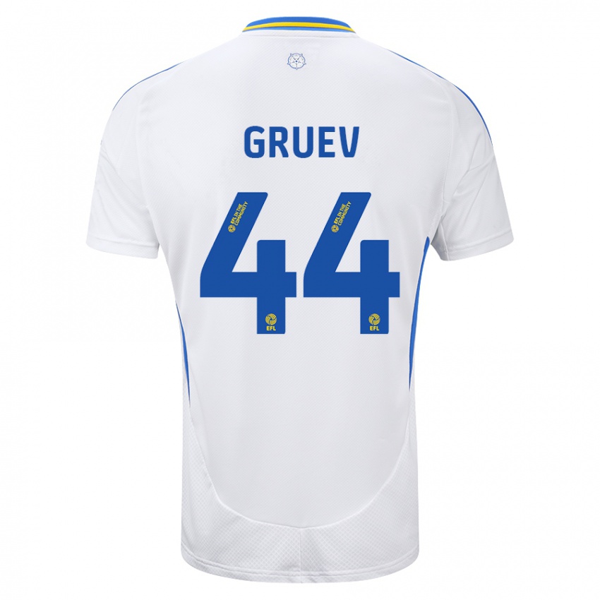 Niño Camiseta Ilia Gruev #44 Blanco Azul 1ª Equipación 2024/25 La Camisa Chile