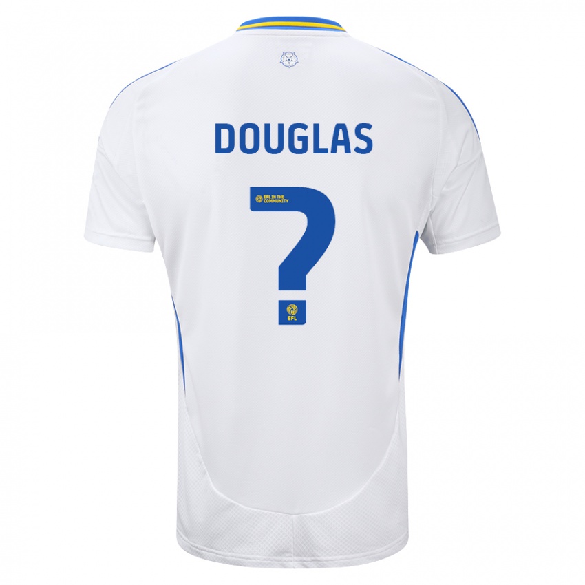 Niño Camiseta Connor Douglas #0 Blanco Azul 1ª Equipación 2024/25 La Camisa Chile