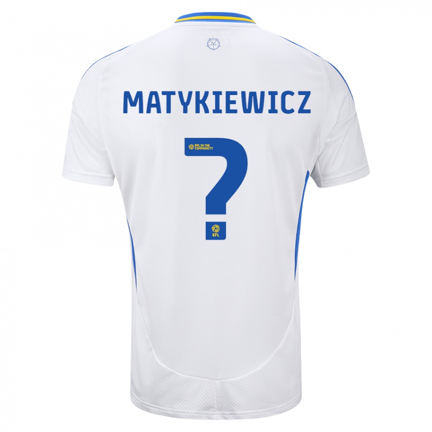 Niño Camiseta Luke Matykiewicz #0 Blanco Azul 1ª Equipación 2024/25 La Camisa Chile