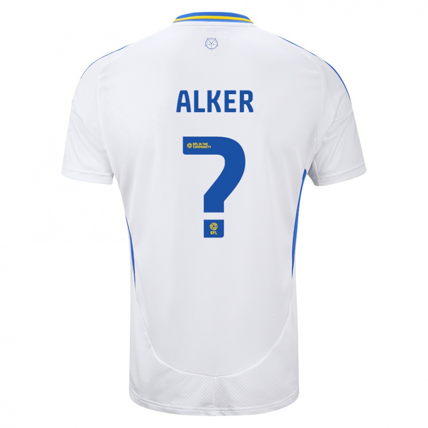 Niño Camiseta Samuel Alker #0 Blanco Azul 1ª Equipación 2024/25 La Camisa Chile