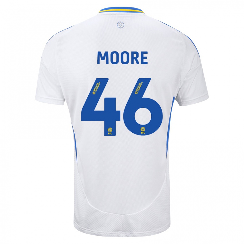 Niño Camiseta Kris Moore #46 Blanco Azul 1ª Equipación 2024/25 La Camisa Chile