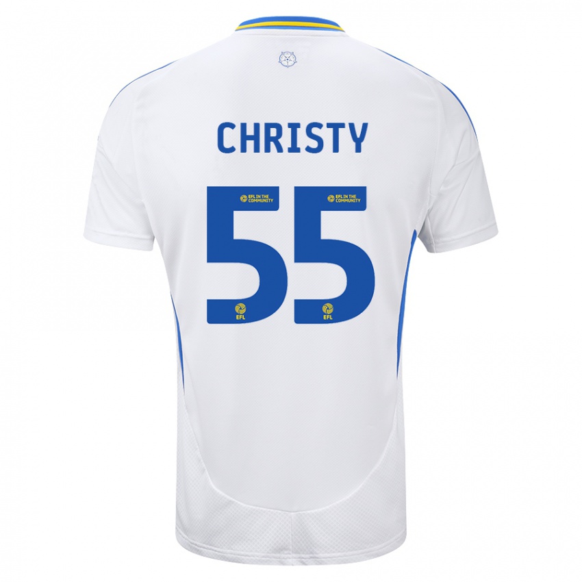 Niño Camiseta Harry Christy #55 Blanco Azul 1ª Equipación 2024/25 La Camisa Chile