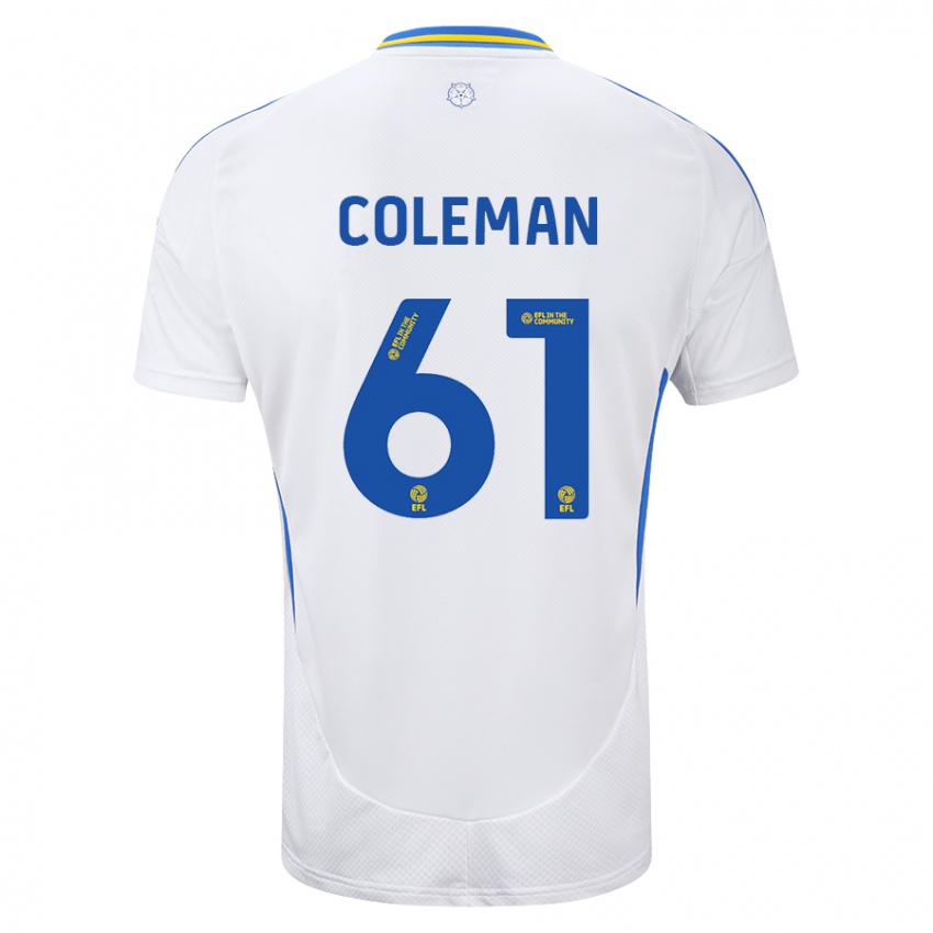 Niño Camiseta Cian Coleman #61 Blanco Azul 1ª Equipación 2024/25 La Camisa Chile