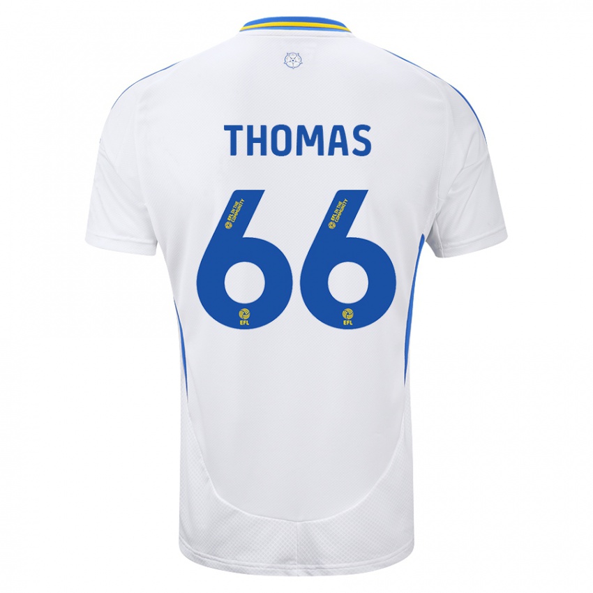 Niño Camiseta Luca Thomas #66 Blanco Azul 1ª Equipación 2024/25 La Camisa Chile