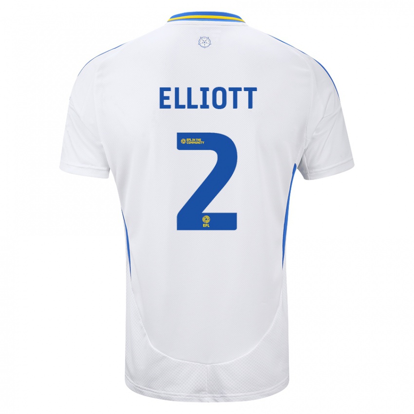 Niño Camiseta Izzy Elliott #2 Blanco Azul 1ª Equipación 2024/25 La Camisa Chile