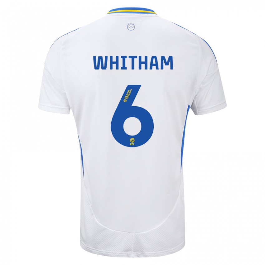 Niño Camiseta Danielle Whitham #6 Blanco Azul 1ª Equipación 2024/25 La Camisa Chile