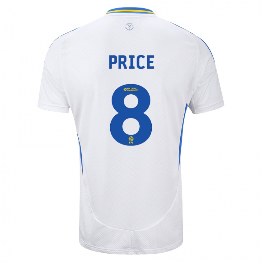 Niño Camiseta Leoni Price #8 Blanco Azul 1ª Equipación 2024/25 La Camisa Chile