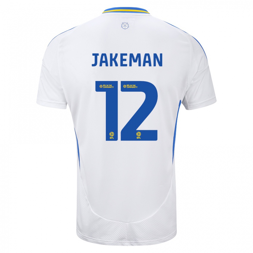 Niño Camiseta Harriet Jakeman #12 Blanco Azul 1ª Equipación 2024/25 La Camisa Chile