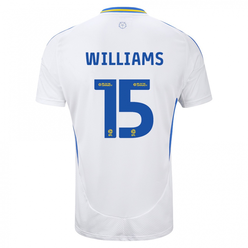 Niño Camiseta Paige Williams #15 Blanco Azul 1ª Equipación 2024/25 La Camisa Chile