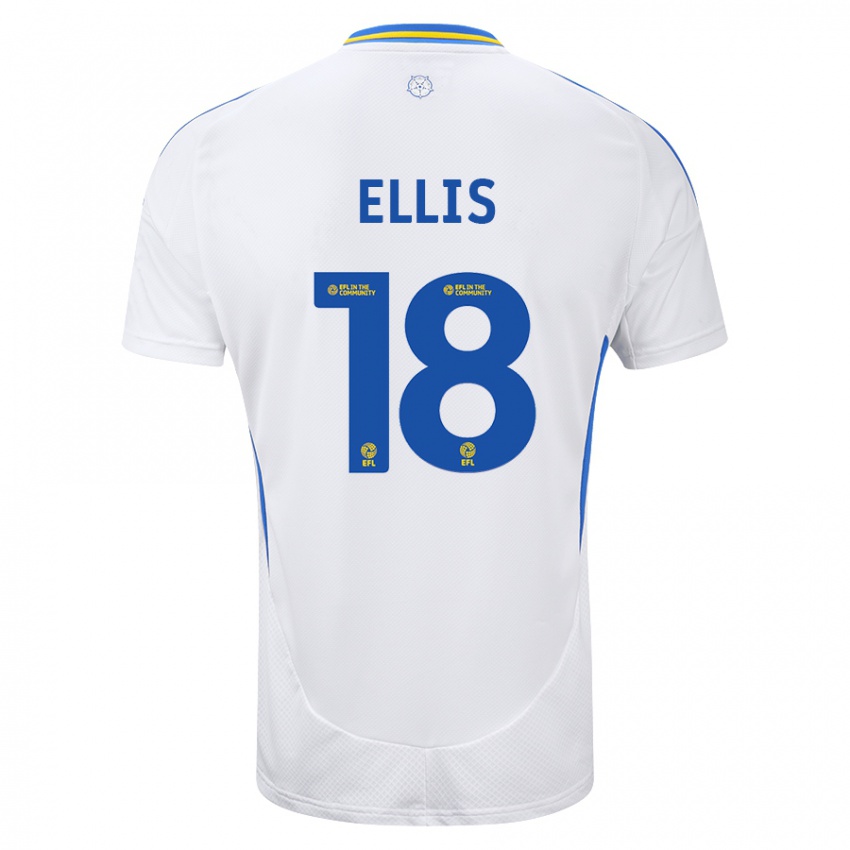 Niño Camiseta Macy Ellis #18 Blanco Azul 1ª Equipación 2024/25 La Camisa Chile