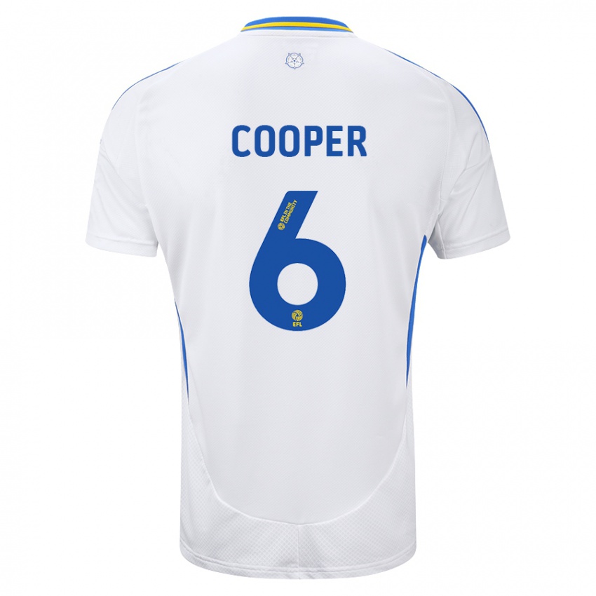 Niño Camiseta Liam Cooper #6 Blanco Azul 1ª Equipación 2024/25 La Camisa Chile