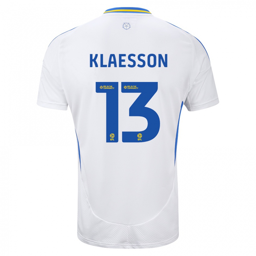 Niño Camiseta Kristoffer Klaesson #13 Blanco Azul 1ª Equipación 2024/25 La Camisa Chile