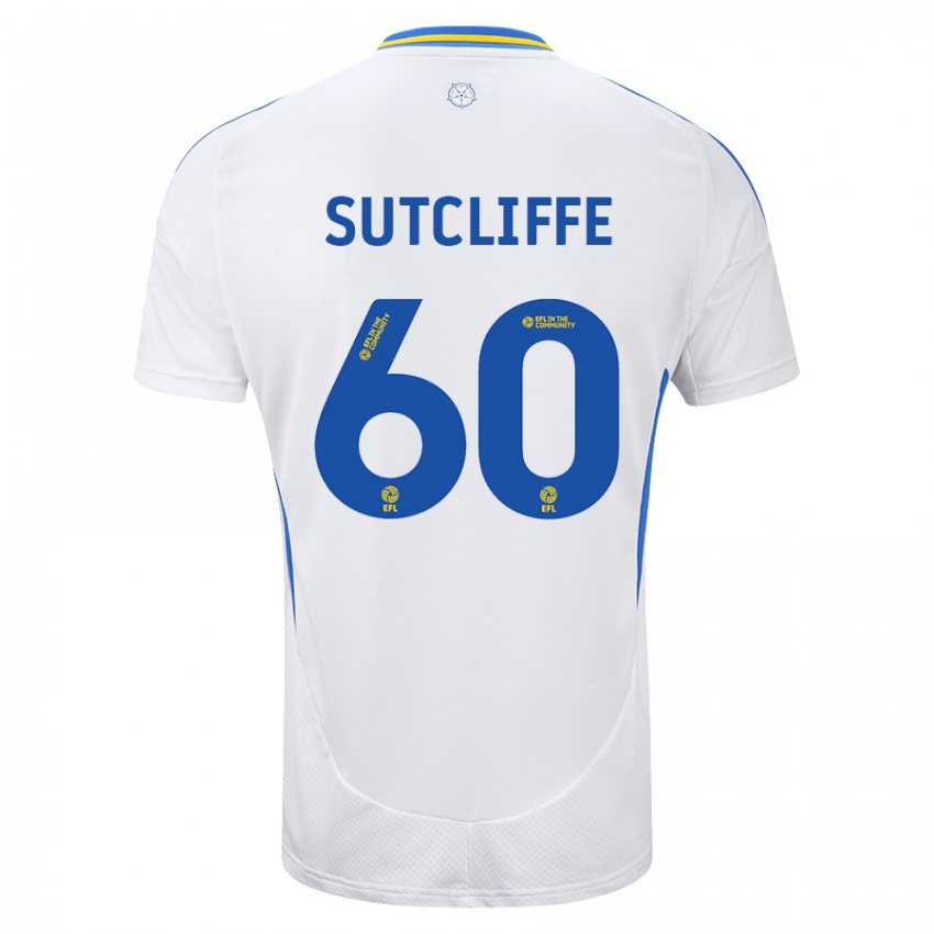 Niño Camiseta Harvey Sutcliffe #60 Blanco Azul 1ª Equipación 2024/25 La Camisa Chile