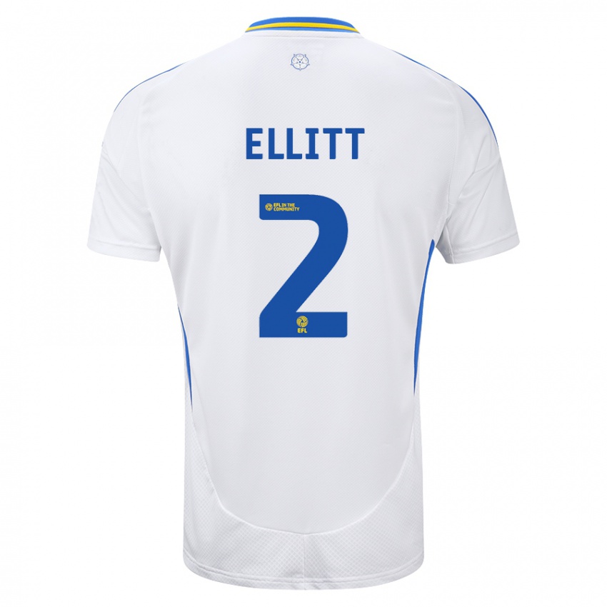 Niño Camiseta Izzy Ellitt #2 Blanco Azul 1ª Equipación 2024/25 La Camisa Chile