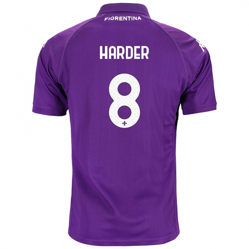 Niño Camiseta Jonas Harder #8 Morado 1ª Equipación 2024/25 La Camisa Chile