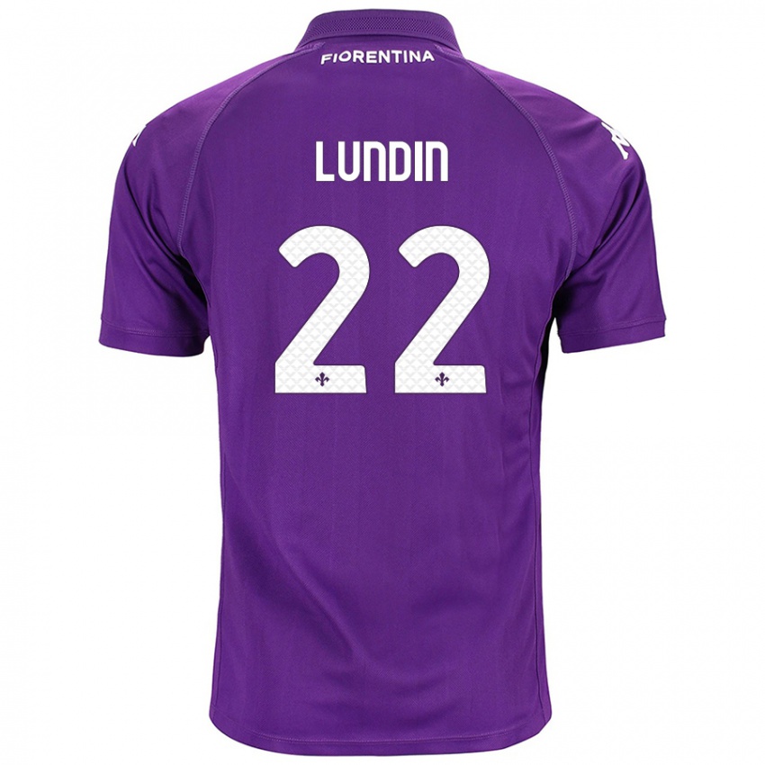 Niño Camiseta Karin Lundin #22 Morado 1ª Equipación 2024/25 La Camisa Chile