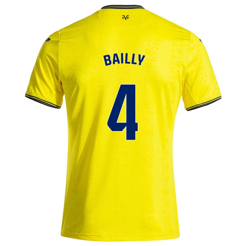 Niño Camiseta Eric Bailly #4 Amarillo Negro 1ª Equipación 2024/25 La Camisa Chile