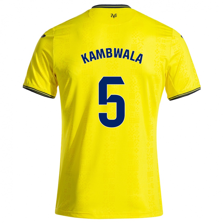 Niño Camiseta Willy Kambwala #5 Amarillo Negro 1ª Equipación 2024/25 La Camisa Chile