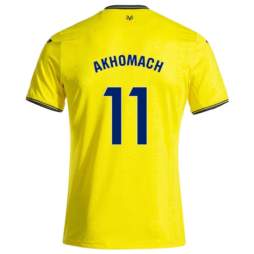 Niño Camiseta Ilias Akhomach #11 Amarillo Negro 1ª Equipación 2024/25 La Camisa Chile