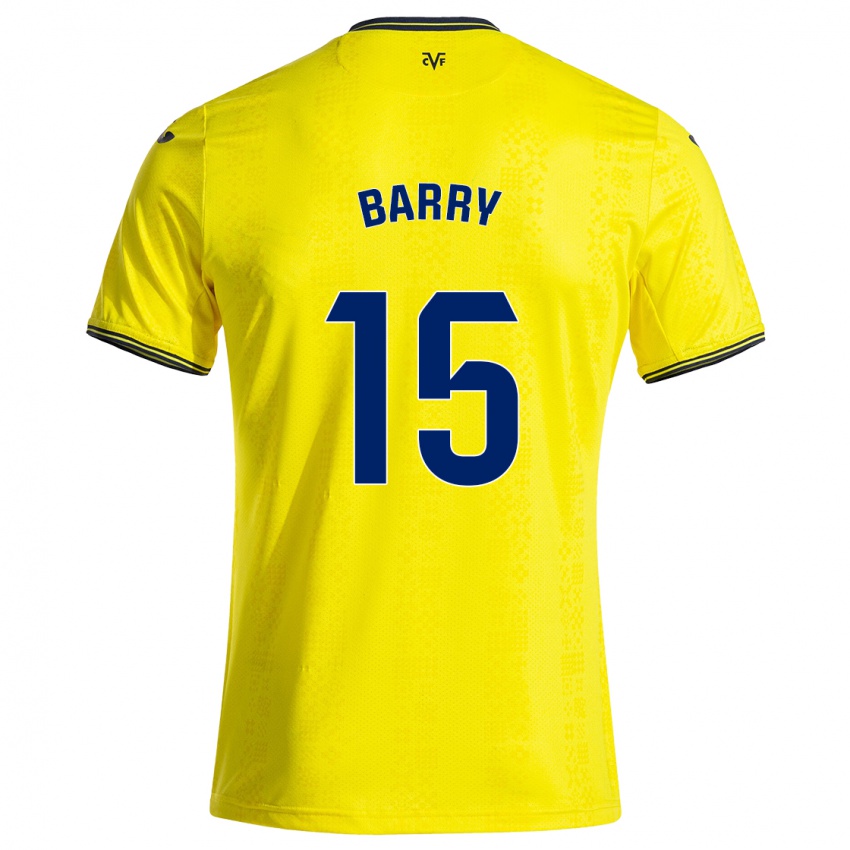 Niño Camiseta Thierno Barry #15 Amarillo Negro 1ª Equipación 2024/25 La Camisa Chile