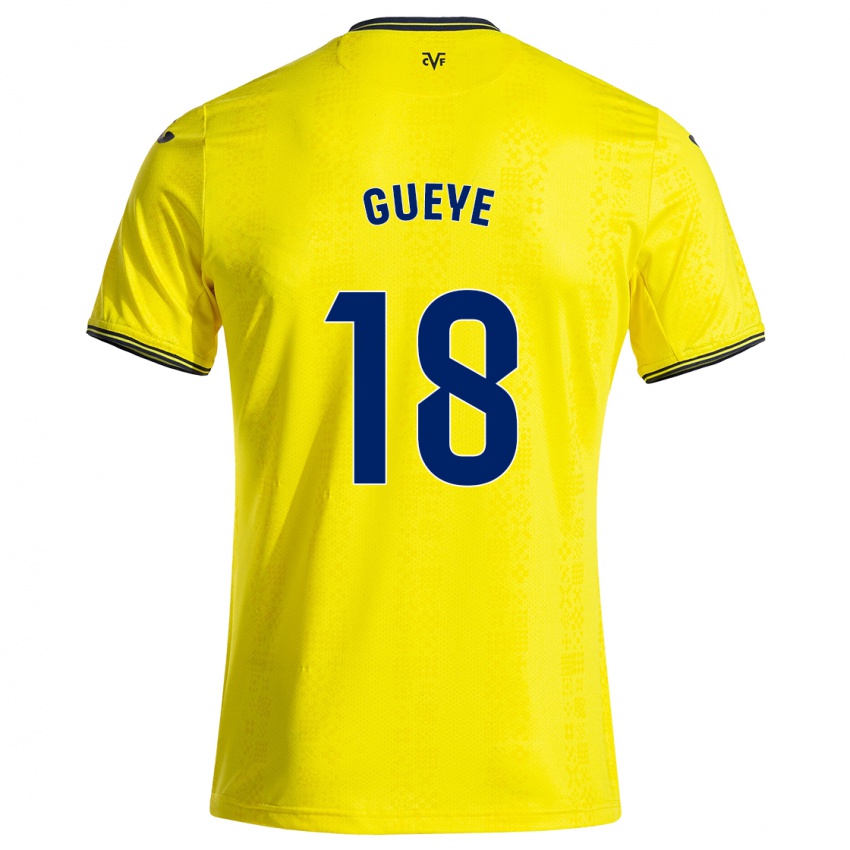 Niño Camiseta Pape Gueye #18 Amarillo Negro 1ª Equipación 2024/25 La Camisa Chile