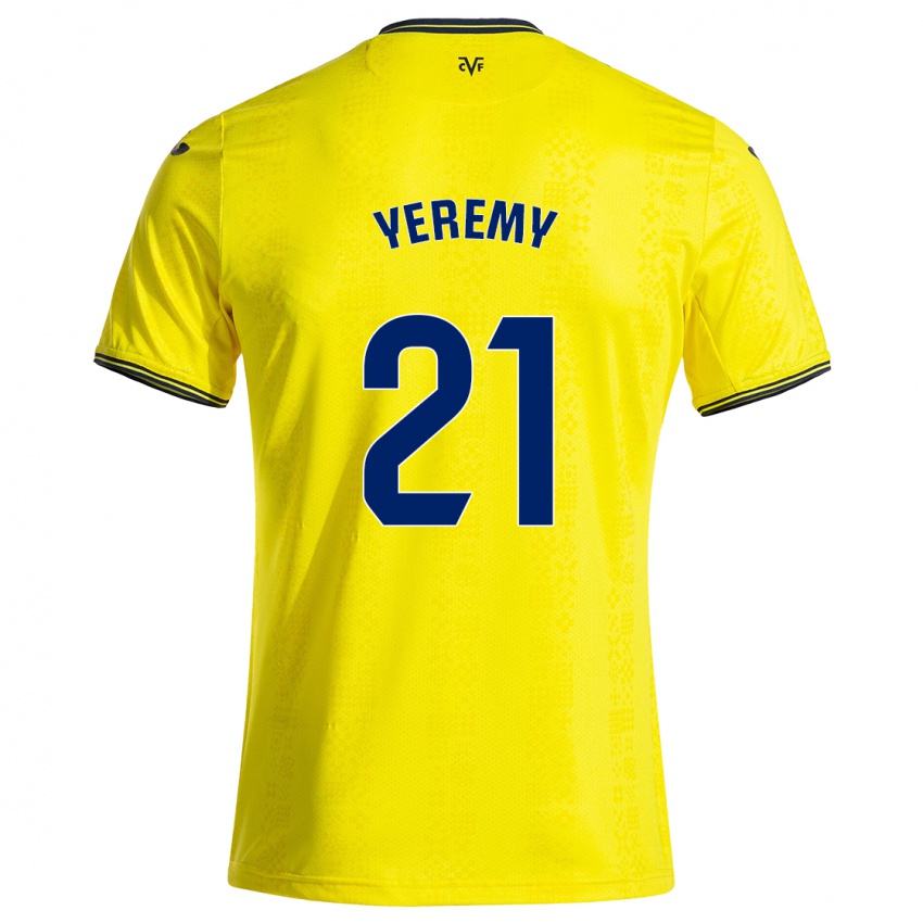 Niño Camiseta Yéremy Pino #21 Amarillo Negro 1ª Equipación 2024/25 La Camisa Chile