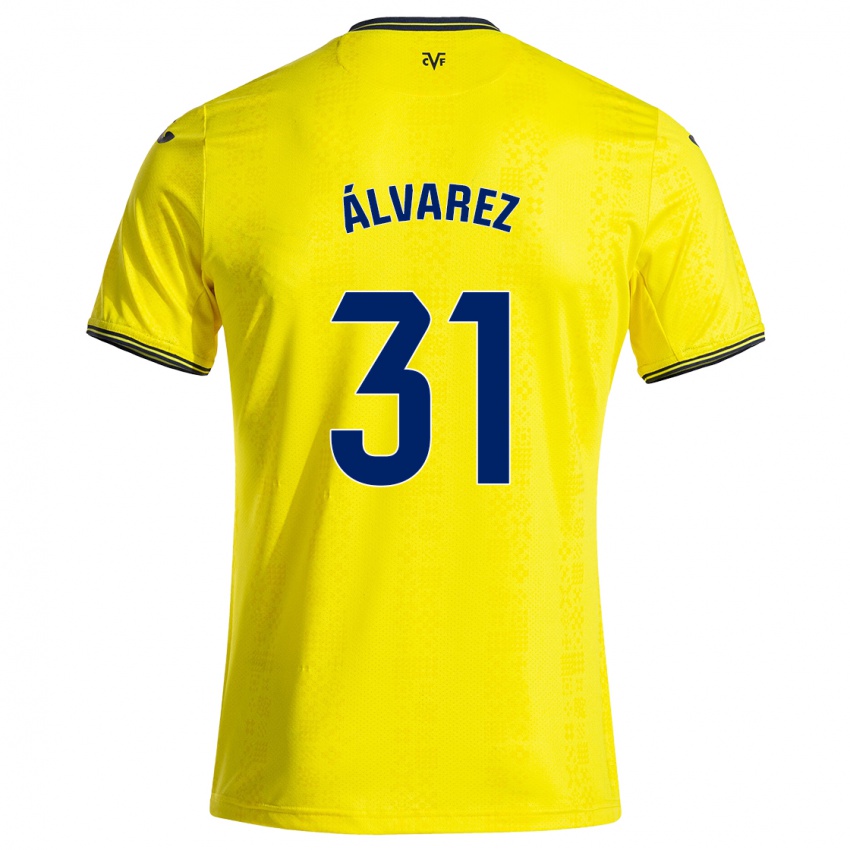 Niño Camiseta Iker Álvarez #31 Amarillo Negro 1ª Equipación 2024/25 La Camisa Chile