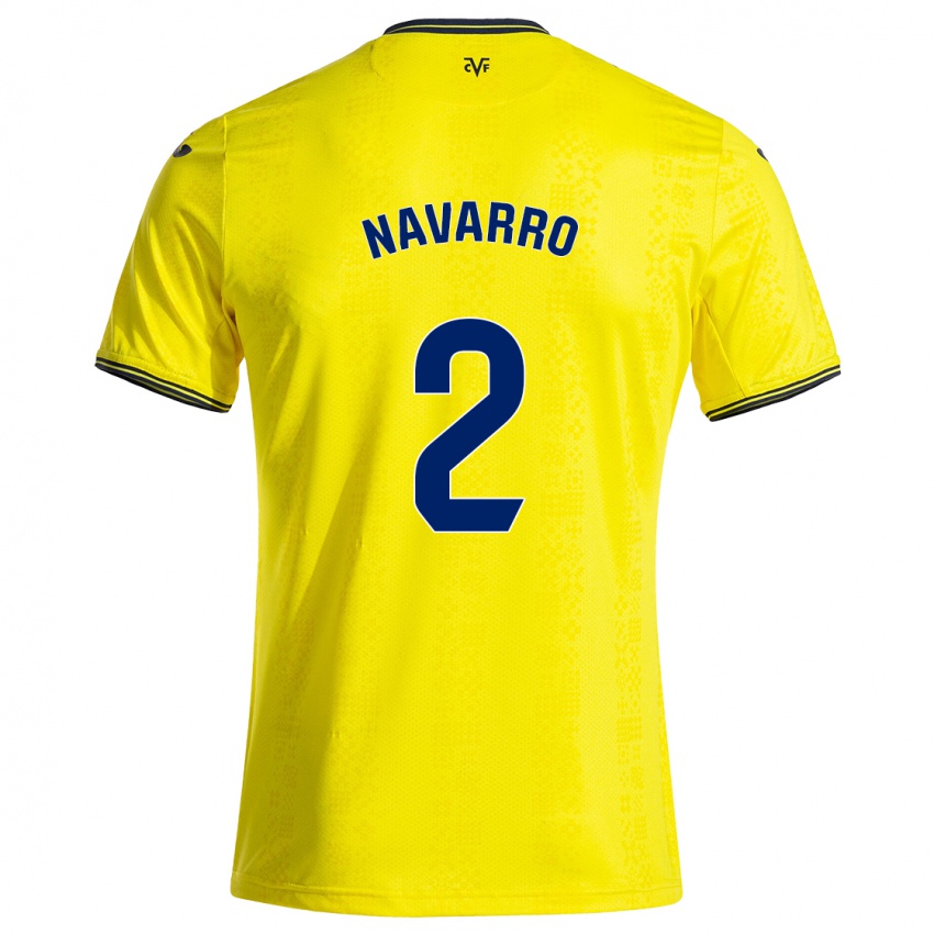 Niño Camiseta Pau Navarro #2 Amarillo Negro 1ª Equipación 2024/25 La Camisa Chile