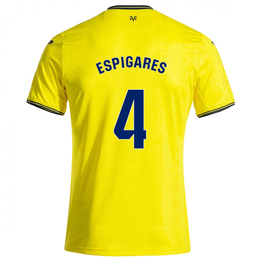 Niño Camiseta Antonio Espigares #4 Amarillo Negro 1ª Equipación 2024/25 La Camisa Chile