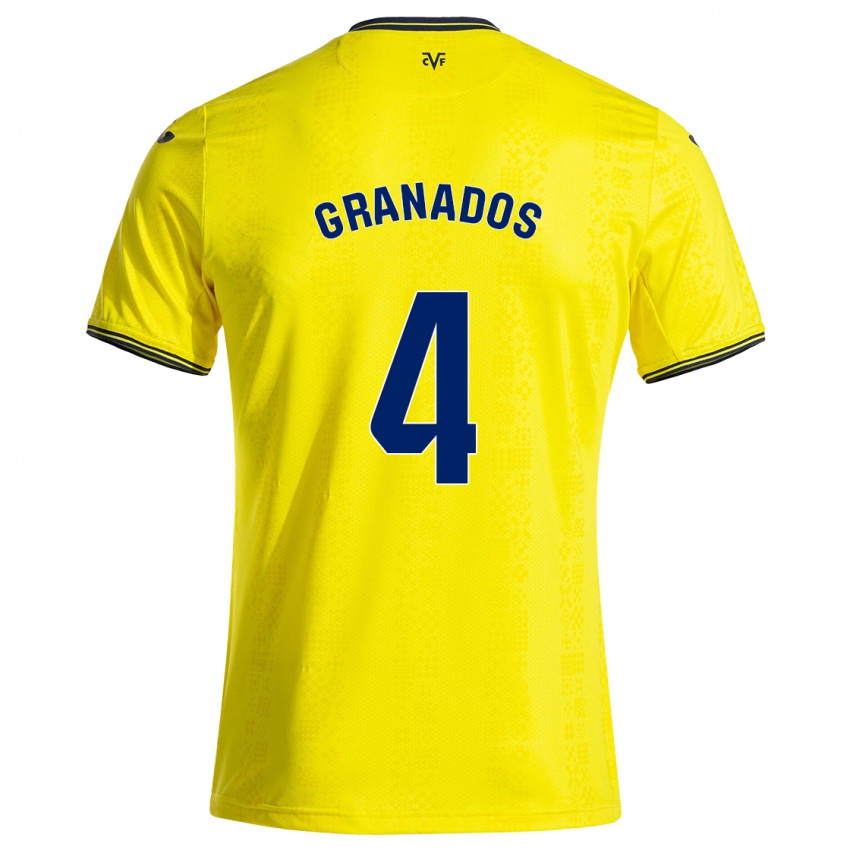 Niño Camiseta Carlos Granados #4 Amarillo Negro 1ª Equipación 2024/25 La Camisa Chile