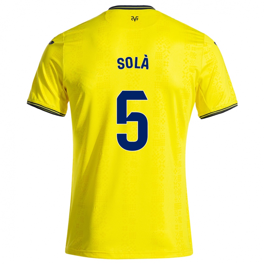 Niño Camiseta Arnau Solà #5 Amarillo Negro 1ª Equipación 2024/25 La Camisa Chile