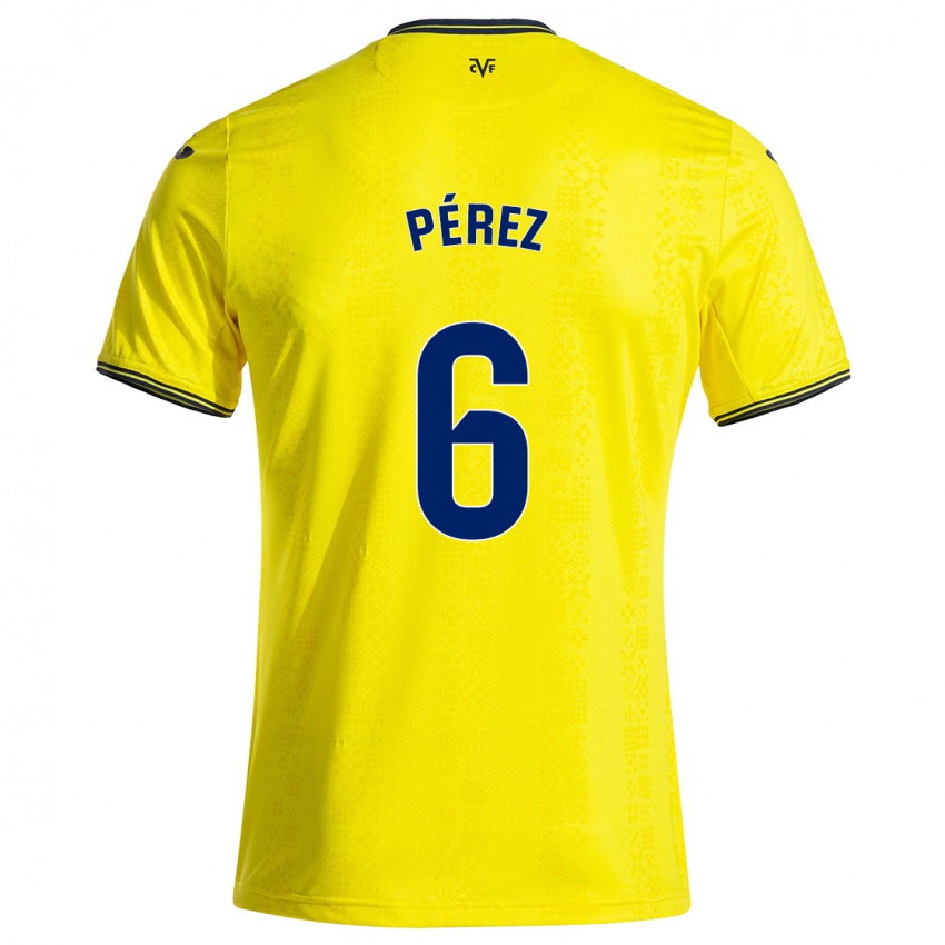 Niño Camiseta Hugo Pérez #6 Amarillo Negro 1ª Equipación 2024/25 La Camisa Chile