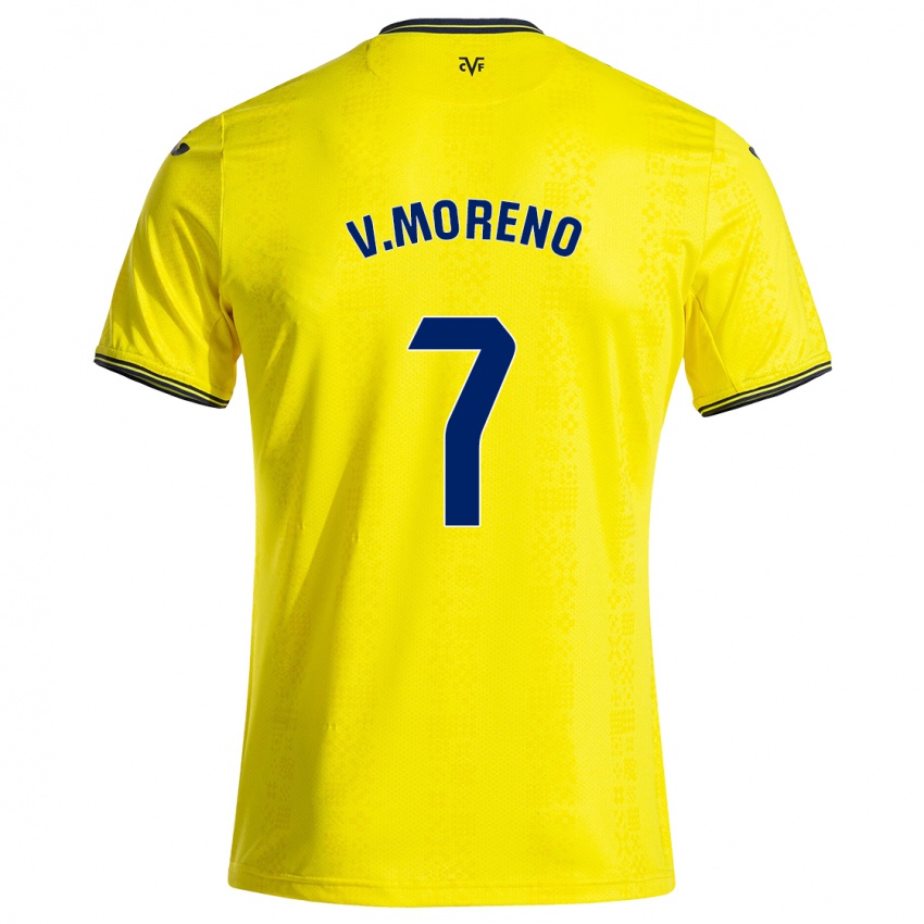 Niño Camiseta Víctor Moreno #7 Amarillo Negro 1ª Equipación 2024/25 La Camisa Chile