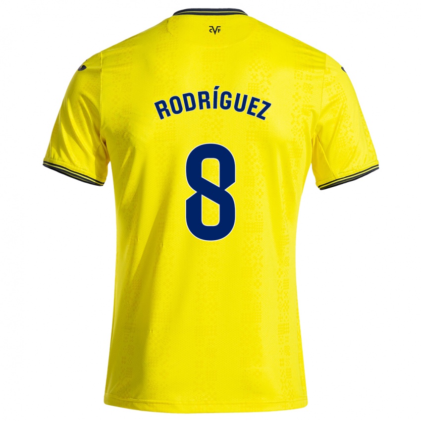 Niño Camiseta Unai Rodríguez #8 Amarillo Negro 1ª Equipación 2024/25 La Camisa Chile