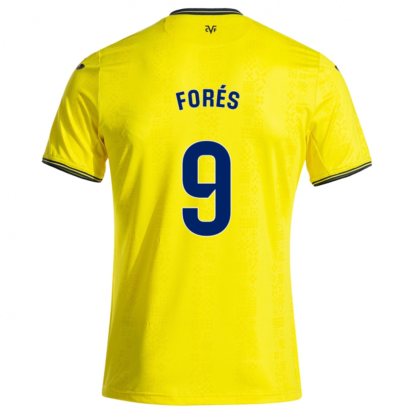 Niño Camiseta Álex Forés #9 Amarillo Negro 1ª Equipación 2024/25 La Camisa Chile