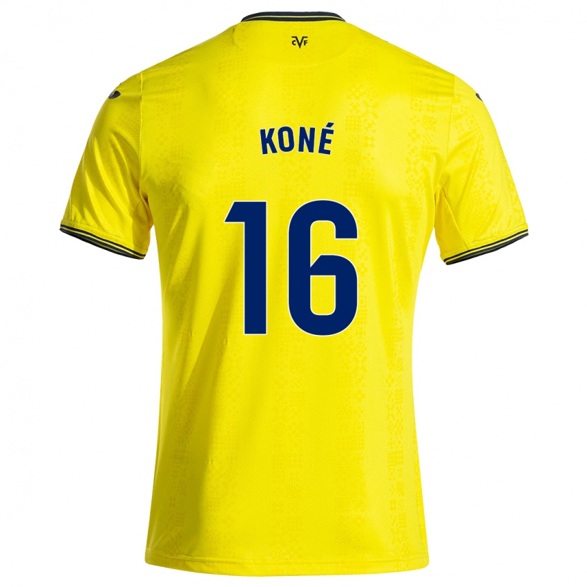 Niño Camiseta Ayouba Koné #16 Amarillo Negro 1ª Equipación 2024/25 La Camisa Chile