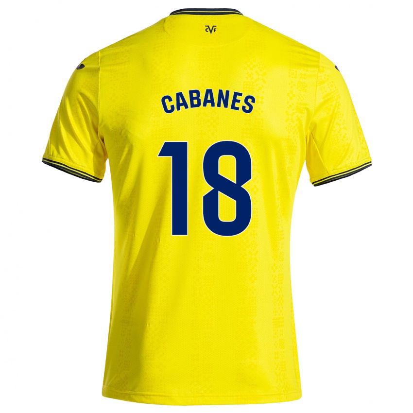 Niño Camiseta Pau Cabanes #18 Amarillo Negro 1ª Equipación 2024/25 La Camisa Chile